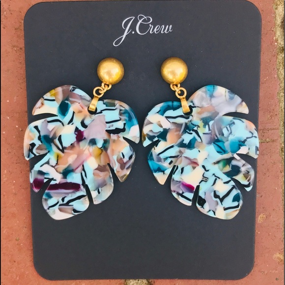 J.Crew Multicolor Leafy Monstera Acetate Earrings - Picture 2 of 8